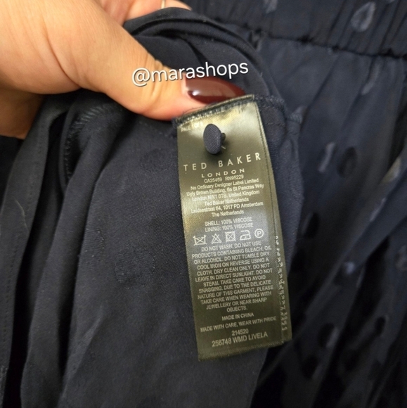 Ted Baker Livela Spot Jacquard Midi Dress, Navy Blue - Picture 8 of 9